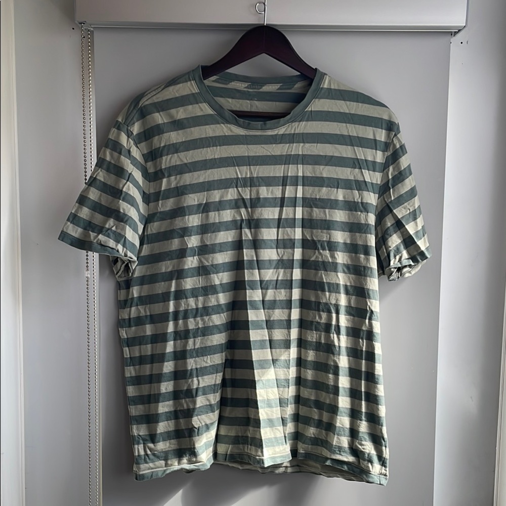 Striped Green and White Men's Shirt